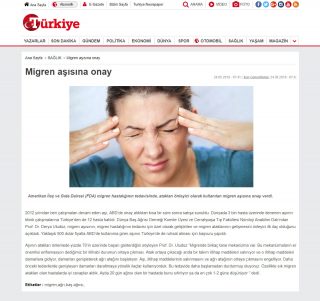 Migren aşısına onay - Türkiye Gazetesi, 24.05.2018